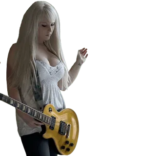 🎸 1ded2d24 여자, 기타, 금발, 음악, 소녀, 악기 telegram sticker