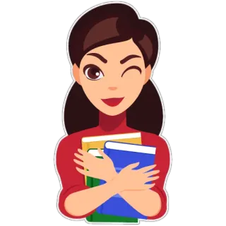 😉 7126f1ab 女人, 书, 阅读, 卡通, 教育, 学生 telegram sticker