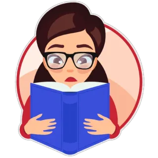 🤓 72fccf3c 阅读, 书, 女孩, 眼镜, 卡通, 教育, 学生 telegram sticker