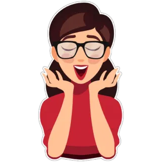 😱 7cba4056 女人, 开心, 兴奋, 快乐, 卡通, 眼镜 telegram sticker