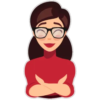 ☺️ a5d2fa9a 女人, 眼镜, 红衬衫, 卡通, 友善, 老师, 办公室 telegram sticker