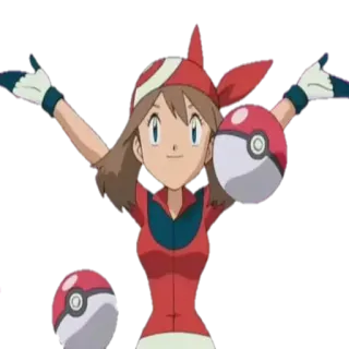 🙌 38460fb0 May Pokemon Аниме, Покемон, Мэй, Персонаж, Красный, Покебол whatsapp sticker