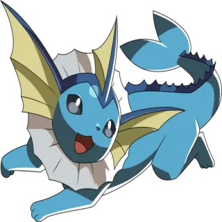 💙 65fbb464 Vaporeon Pokemon Вапореон, Покемон, водный тип, видеоигра, милый, синий whatsapp sticker
