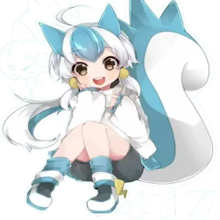 🐿 a30221f9 17 Аниме, Милый, Девочка, Мультфильм, Наклейка whatsapp sticker