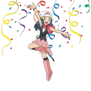 🎉 b5fcdec4 Dawn покемон, аниме, праздник, конфетти, персонаж, фанарт whatsapp sticker