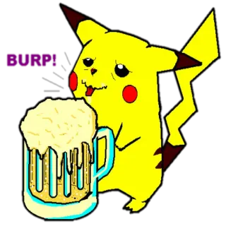 🍺 c6884191 Pikachu покемон, аниме, пиво, пить, мультфильм, пикачу whatsapp sticker