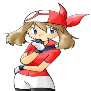 🤔 e76d9fcf May Pokemon Мэй, Покемон, Аниме, Девушка, Красный, Тренер whatsapp sticker