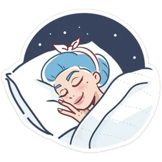 😴 6f09a662 睡觉, 女人, 枕头, 夜晚, 梦, 床 telegram sticker