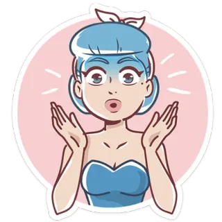 😱 a2194e6d 卡通, 女人, 女孩, 惊讶, 插画, 贴纸 telegram sticker