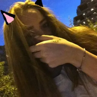 😛 38269aed mujer, chica, orejas de gato, noche, ciudad, pelo rubio whatsapp sticker