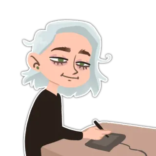 🤡 a6494a49 cartoon, vrouw, kunstenaar, digitale kunst, tekening, illustratie telegram sticker