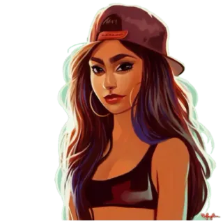 😉 430f58ee женщина, мультфильм, девушка, стиль, портрет, мода whatsapp sticker