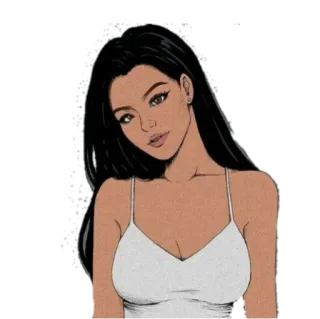 ❤️ 8bacbebc женщина, девушка, портрет, брюнетка, аниме стиль, иллюстрация whatsapp sticker