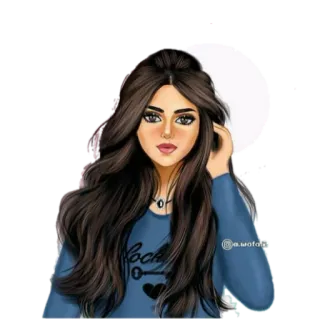 😁 a6e5551e Rocked женщина, девушка, брюнетка, мультфильм, иллюстрация whatsapp sticker