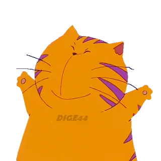 🥳 7b9bce1a DIGE44 แมว, การ์ตูน, มีความสุข, สัตว์, สีส้ม, ลาย telegram sticker