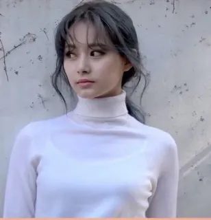 🈂 4f37add8 Frau, Porträt, Rollkragenpullover, weiblich, Person, K-Pop whatsapp sticker