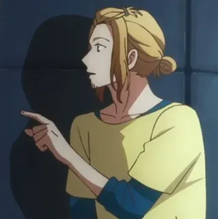 🍌 41eb119a homme, montrer du doigt, animation, dessin animé, cheveux blonds, vue de côté telegram sticker