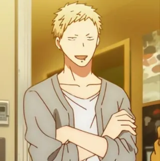 🍌 7024bb67 animé, souriant, mâle, personnage, décontracté, cheveux blonds telegram sticker