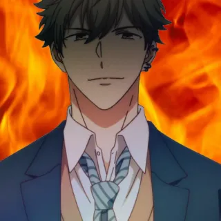 👿 6464dcde 动漫, 火焰, 严肃, 肖像, 漫画, 角色 whatsapp sticker