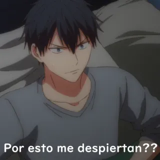 😖 6bcd55a2 Por esto me despiertan?? 动漫, 卡通, 表情, 问题, 男人 whatsapp sticker