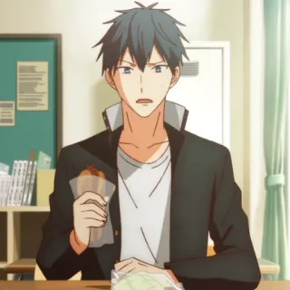 🍴 982c1ab3 动漫, 男性, 角色, 吃东西, 校服 whatsapp sticker