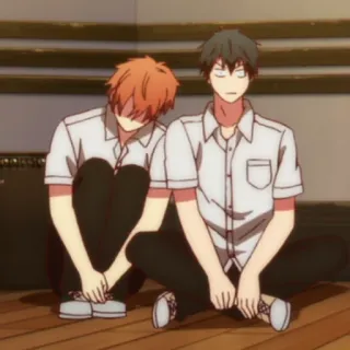 😳 c8340c07 动漫, 人物, 坐着, 校服, 朋友, 卡通 whatsapp sticker