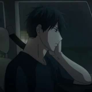 😔 d5c05efd 动漫, 男人, 肖像, 黑发 whatsapp sticker