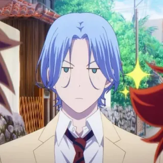 ✨ 333611c2 anime, cartoon, personage, portret, blauw haar, uitdrukking telegram sticker