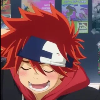 ☺️ 3d9746f7 Reki Kyan SK8 the Infinity Anime, SK8 the Infinity, Reki Kyan, rood haar, blij, glimlachend, karakter sticker telegram sticker