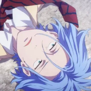 😒 f0acf2b1 anime, blauw haar, liggend, cartoon telegram sticker