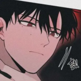 🗝 8ef0b8ea 啃 đàn ông, tóc đen, hoạt hình, phim hoạt hình telegram sticker