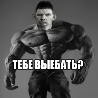 😡 583c0385 ТЕБЕ ВЫЕБАТЬ? Мем, Бодибилдер, Оскорбление, Агрессивный telegram sticker