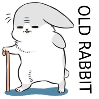 🐰 1f9eb1ff OLD RABBIT kelinci, tua, binatang, kartun, karakter telegram sticker