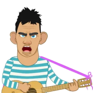 🥼 c6522495 Kartun, Marah, Gitar, Ekspresi, Karakter, Alat musik telegram sticker
