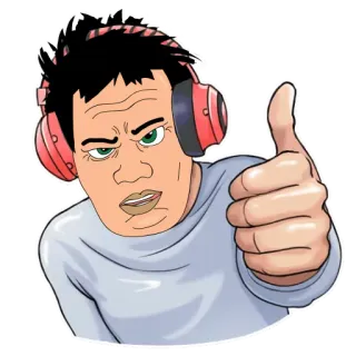 👍 dc494da0 pria, headphone, jempol ke atas, orang, stiker telegram sticker