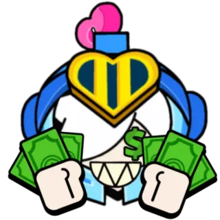 💵 f9a407f7 brawl stars, videogioco, soldi, simbolo dollaro, cartone animato, personaggio telegram sticker