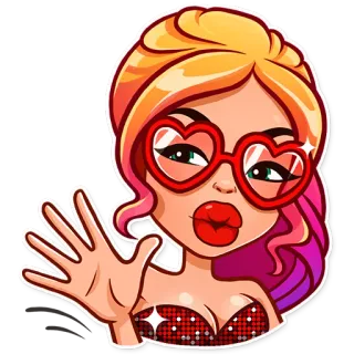 👋 4bee302d 女性, キス, メガネ, ハート, ブロンド, ステッカー, ポートレート telegram sticker