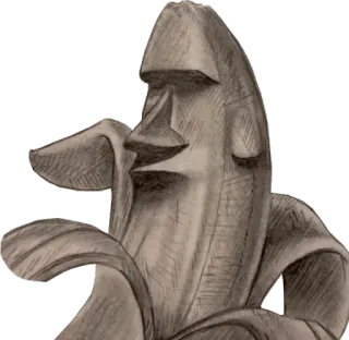 🍌 8d04c786 plátano, Isla de Pascua, moái, fruta, estatua, comida telegram sticker