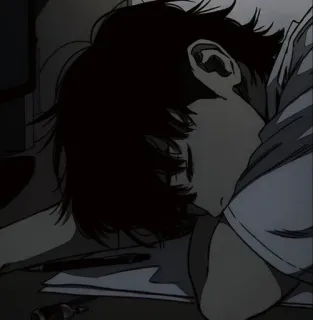 🖤 4f152a04 stanco, anime, assonnato, esausto, monocromatico, depressione telegram sticker