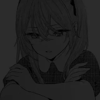 🖤 a113048e Anime, Ragazza, Triste, Piangendo, Manga, Teen, Monocromatico telegram sticker
