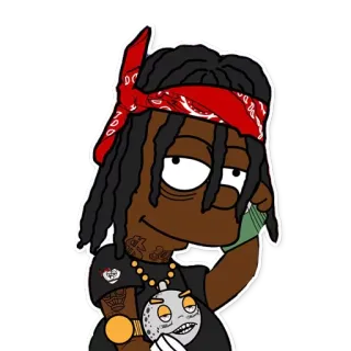 💷 368a9632 卡通, 说唱歌手, 钱, 名人, Chief Keef, 辛普森一家 telegram sticker