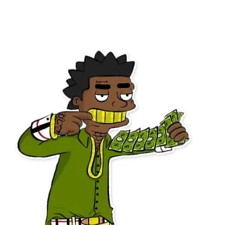 👑 6ff1fc8e 卡通, 钱, 说唱歌手, 金牙, 现金 telegram sticker