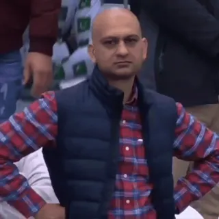 😑 237b80af Mann, Glatze, Zuschauer, kariert, Weste telegram sticker