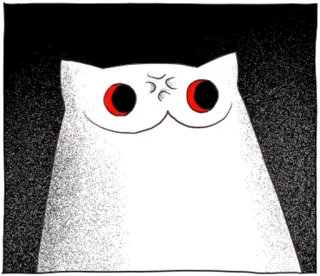 💢 00e686e2 búho, gato, animal, blanco, ojos rojos, aterrador, dibujos animados, personaje telegram sticker