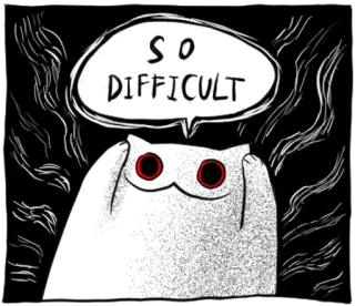 😨 17a0b326 SO DIFFICULT gato, difícil, meme, gracioso, lindo, dibujo animado telegram sticker