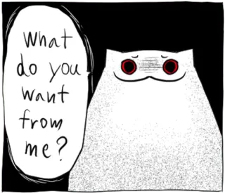 😨 21c3eeb1 What do you want from me? gato, meme, pregunta, triste, animal, dibujo animado telegram sticker