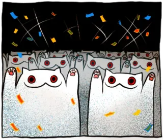 🎉 2f787b92 gato, confeti, animal, lindo, celebración telegram sticker