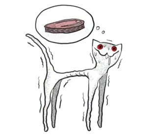 😐 792dc8f6 gato, carne, sueño, animal, dibujo animado, hambriento telegram sticker