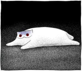 😨 858313e9 gato, blanco, tenebroso, animal, meme, triste telegram sticker