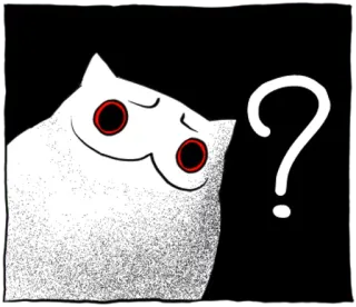 ❓ d79e8f8e ? búho, signo de interrogación, blanco, negro, dibujos animados, animal, ojos telegram sticker